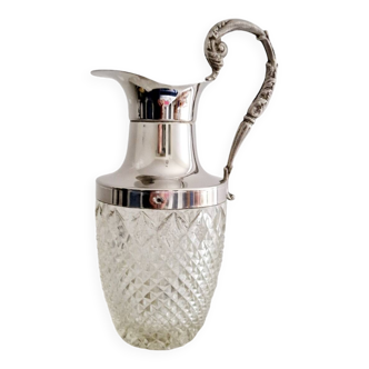 Glass and silver-plated metal carafe