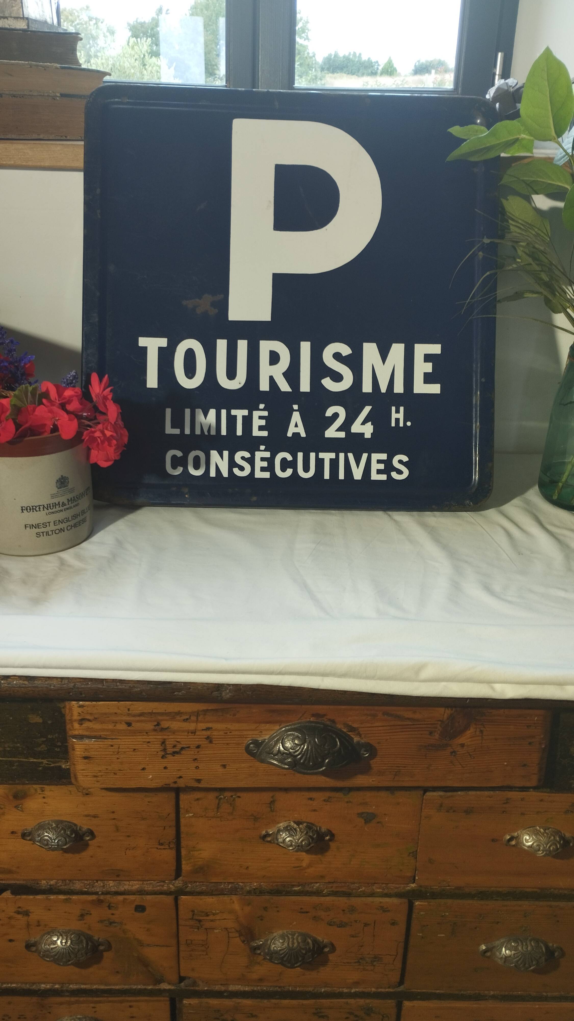 Ancien panneau de signalisation plaque émaillée 1974