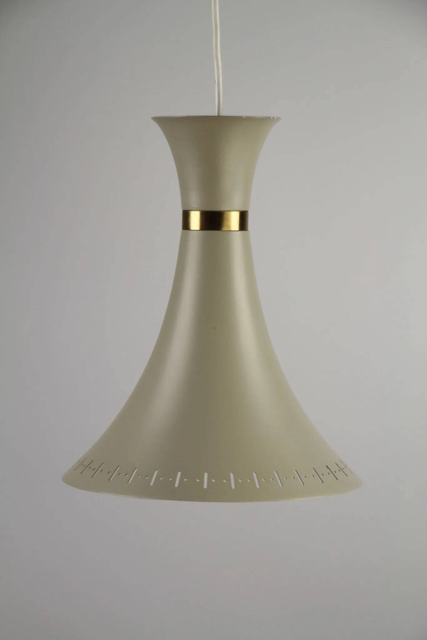 Light Grey Metal Pendant Lamp – Diabolo Shape, Scandinavia, 1960s