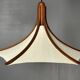 Teak And Linen Umbrella Counter Balance Pendant By Domus, 1970s