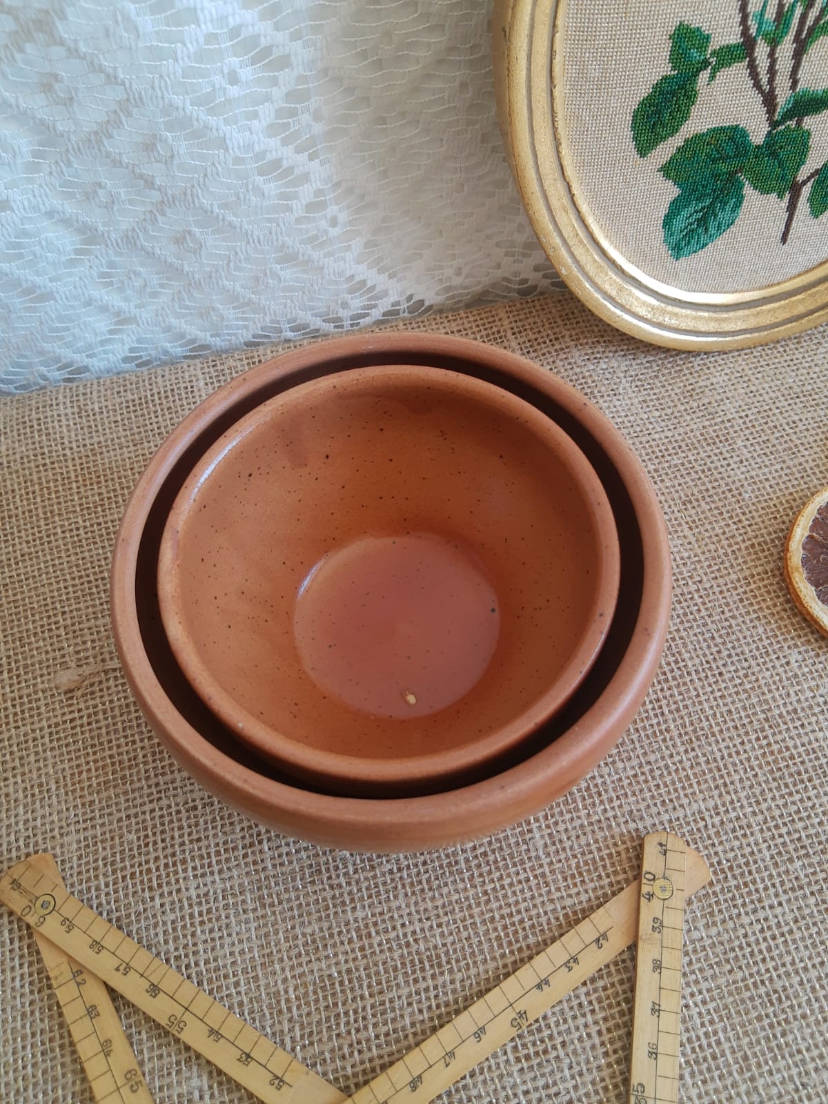 Set of two bowls sandstone pots Digoin France