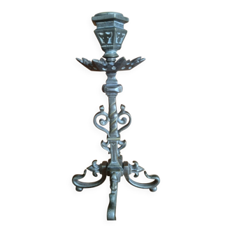 Bronze candlestick in Neo-Gothic Napoleon III style