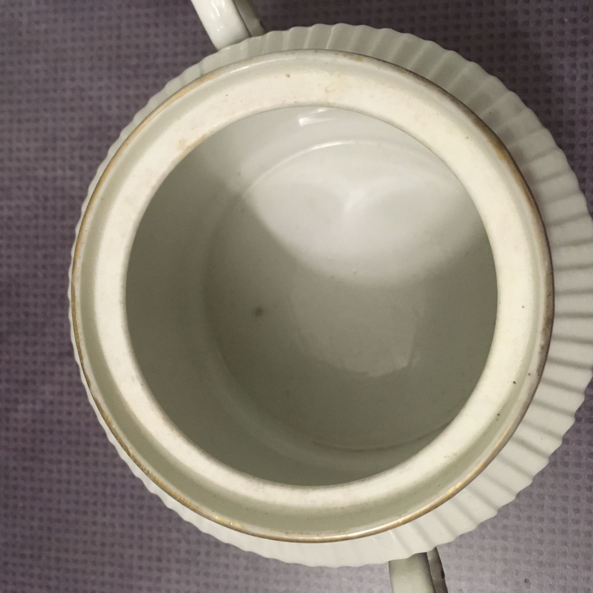 Charles PILLIVUYT Mehun porcelain sugar with fluted relief and blue and white checkered pattern