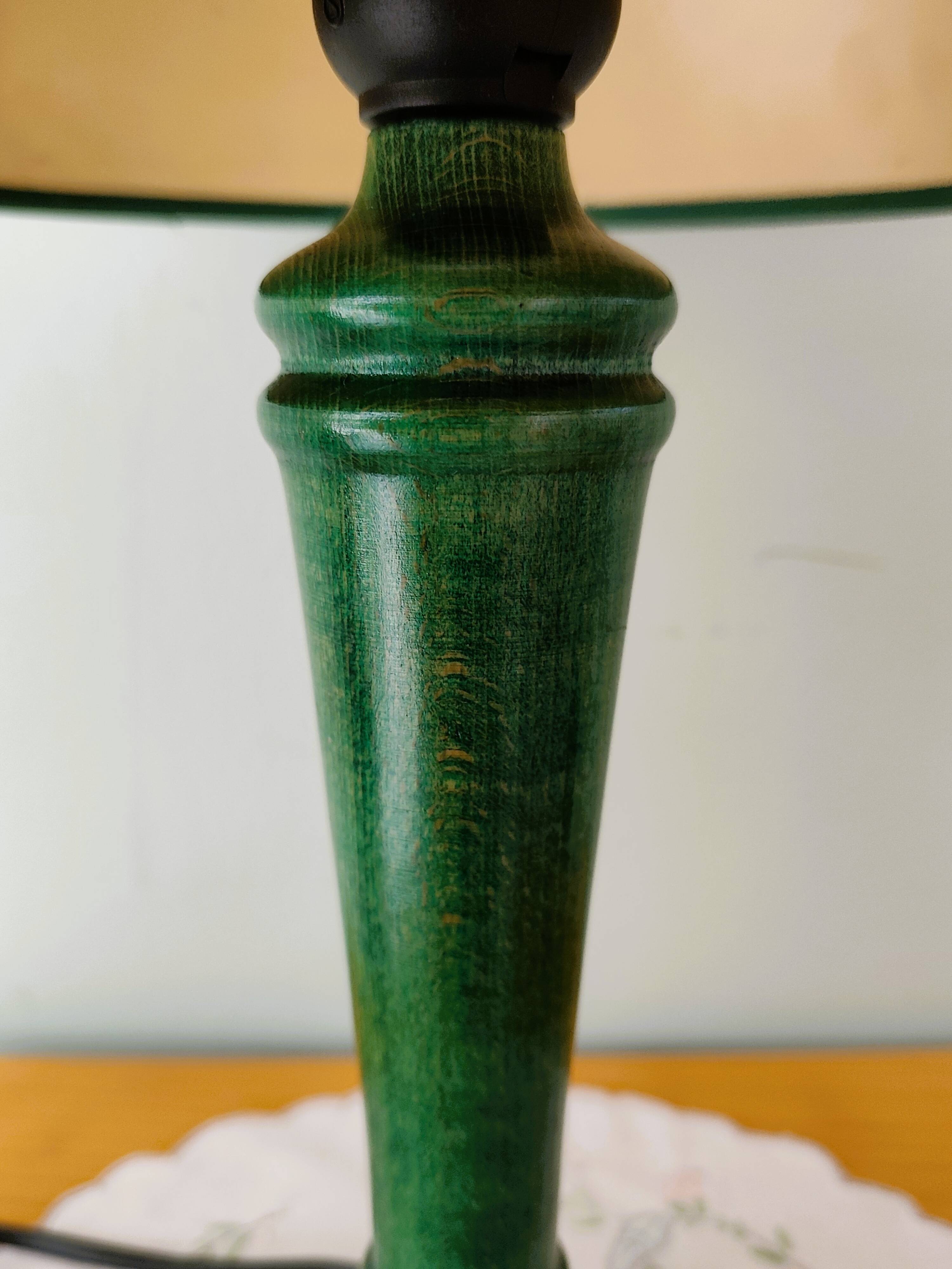 Green wooden table lamp