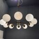 Opaline glass sputnik chandelier with 10 lights, 1960s