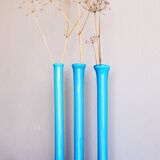 Vintage tall handblown orchid vases in azure blue by Artur Percy for Gullaskruf, 1970s, set of 3