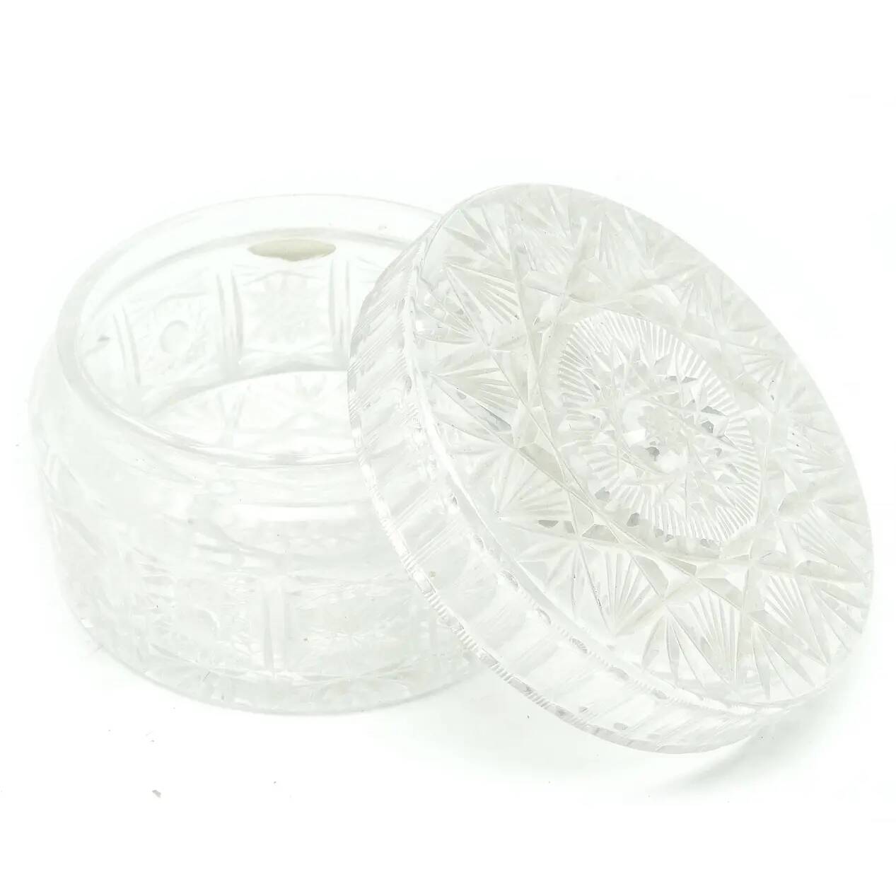 Bonbonniere, Art Nouveau style, pressed glass, Czechoslovakia, 1950s