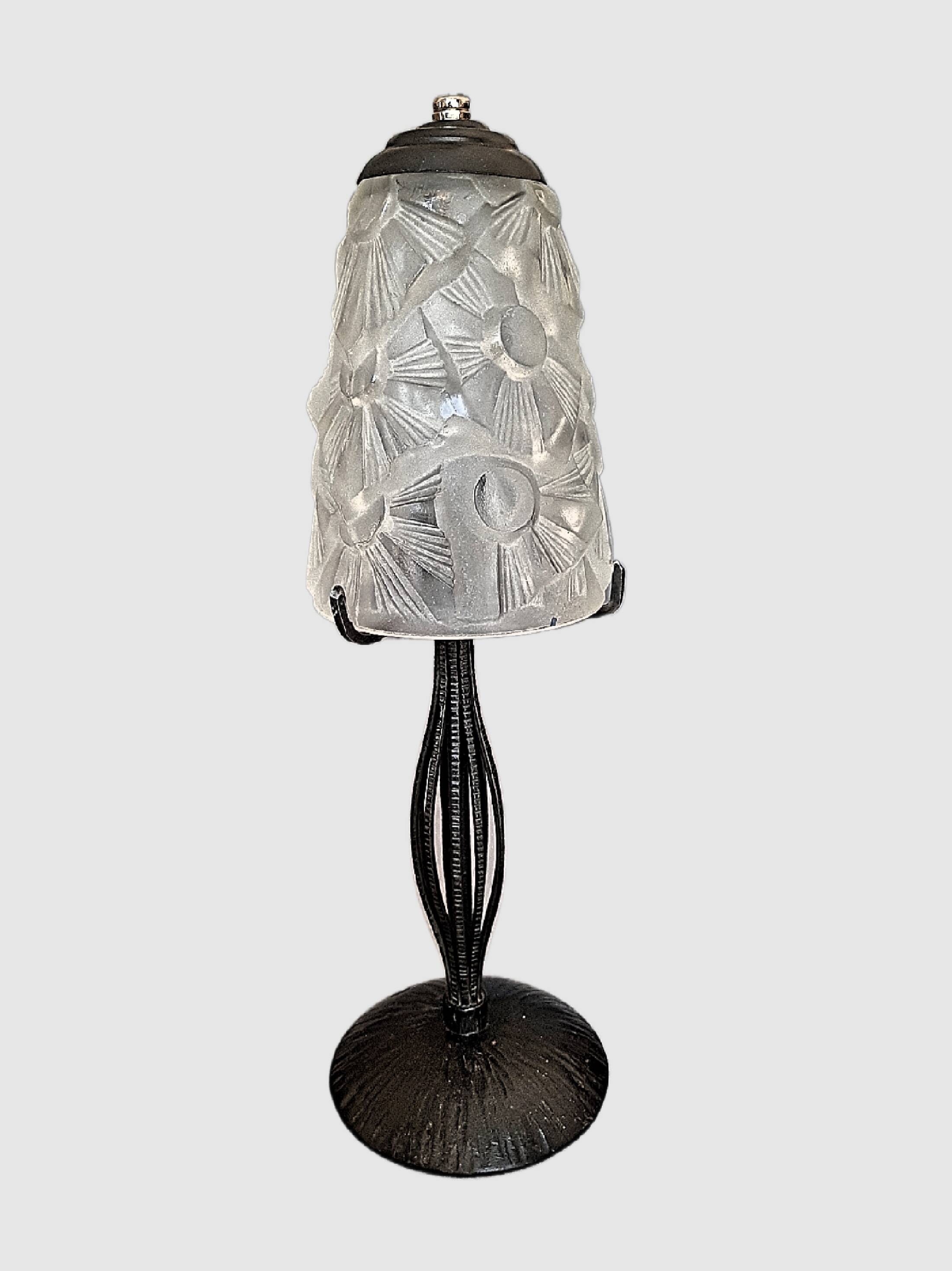 Art deco lamp f. hubens / h. fournet / le fer forgé lyon