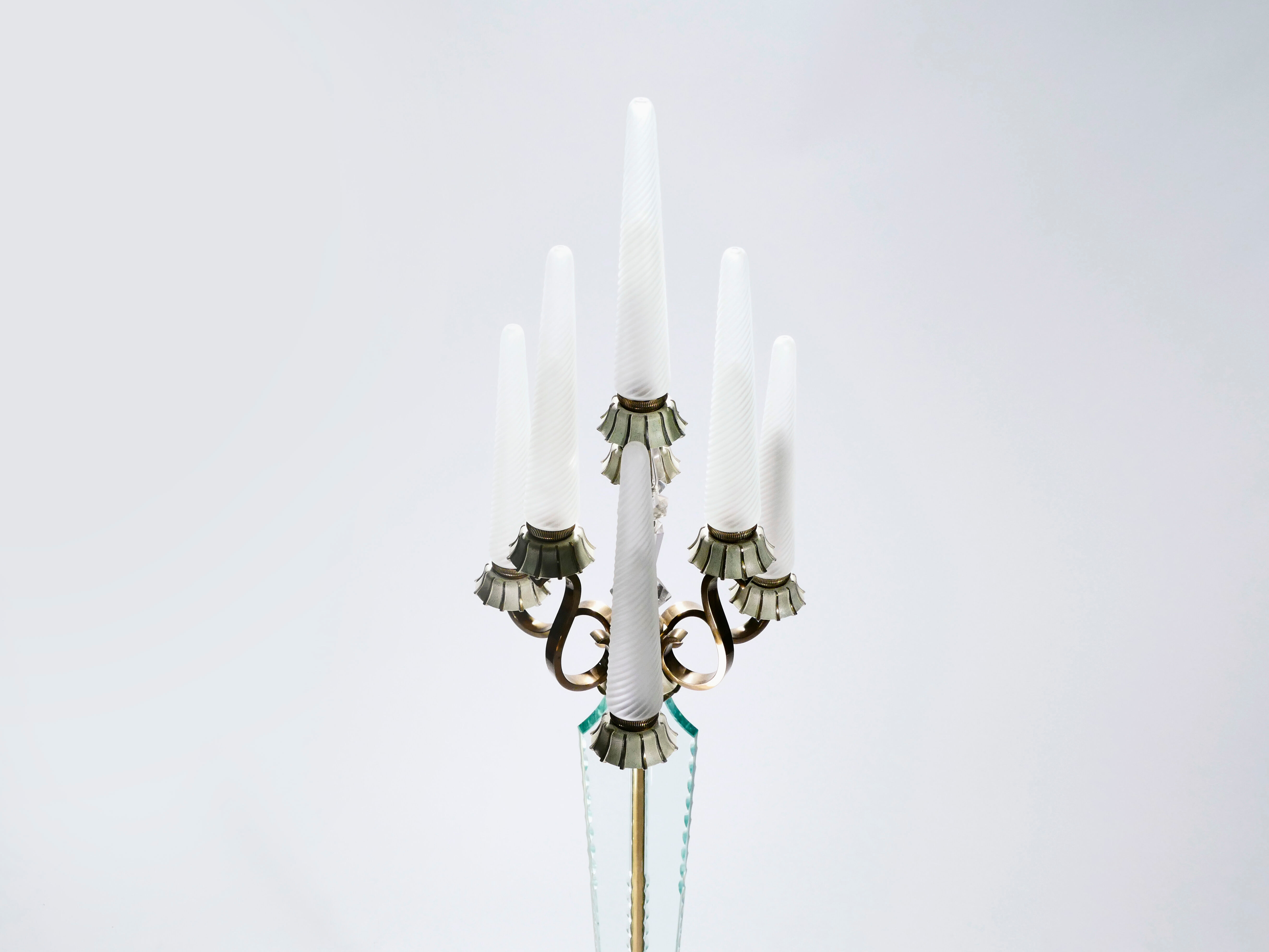 Floor lamp in bronze and crystal Sabino 1930
