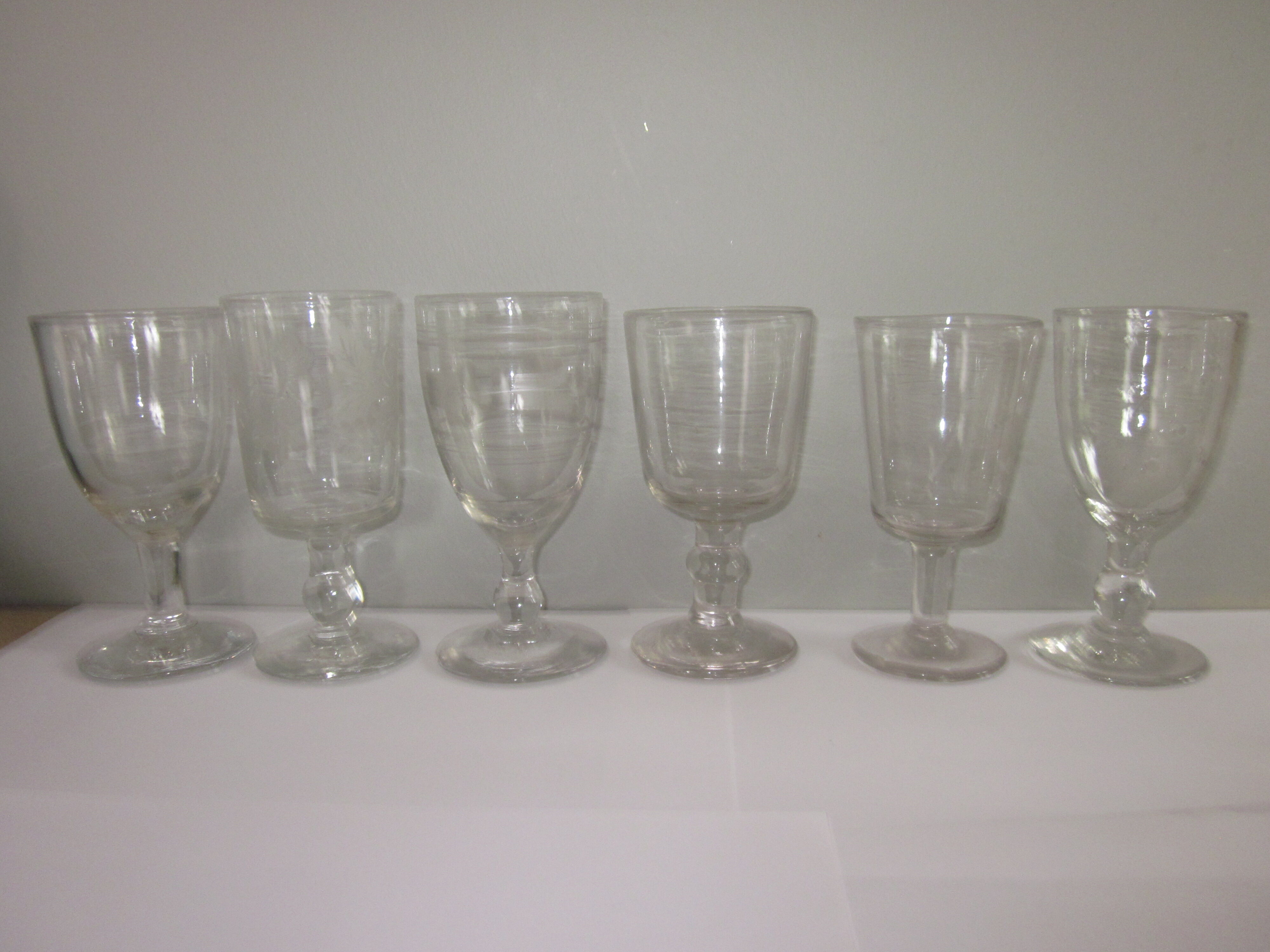 6 old bistro glasses from 1900-1920