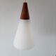 Suspension lamp Louis Kalff 60s teak and opaline