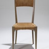 Pair of straw chairs, geneviève pons, 1950s