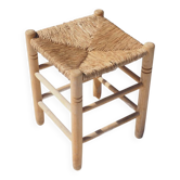 Tabouret de ferme en bois et paille