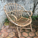 Pair of vintage rattan armchairs