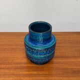 Italian blue ceramic vase Rimini by Aldo Londi for Bitossi, 1960s.