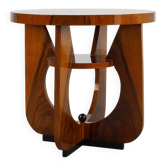 Table d'appoint, table basse ronde Art Déco en bois, France années 1920
