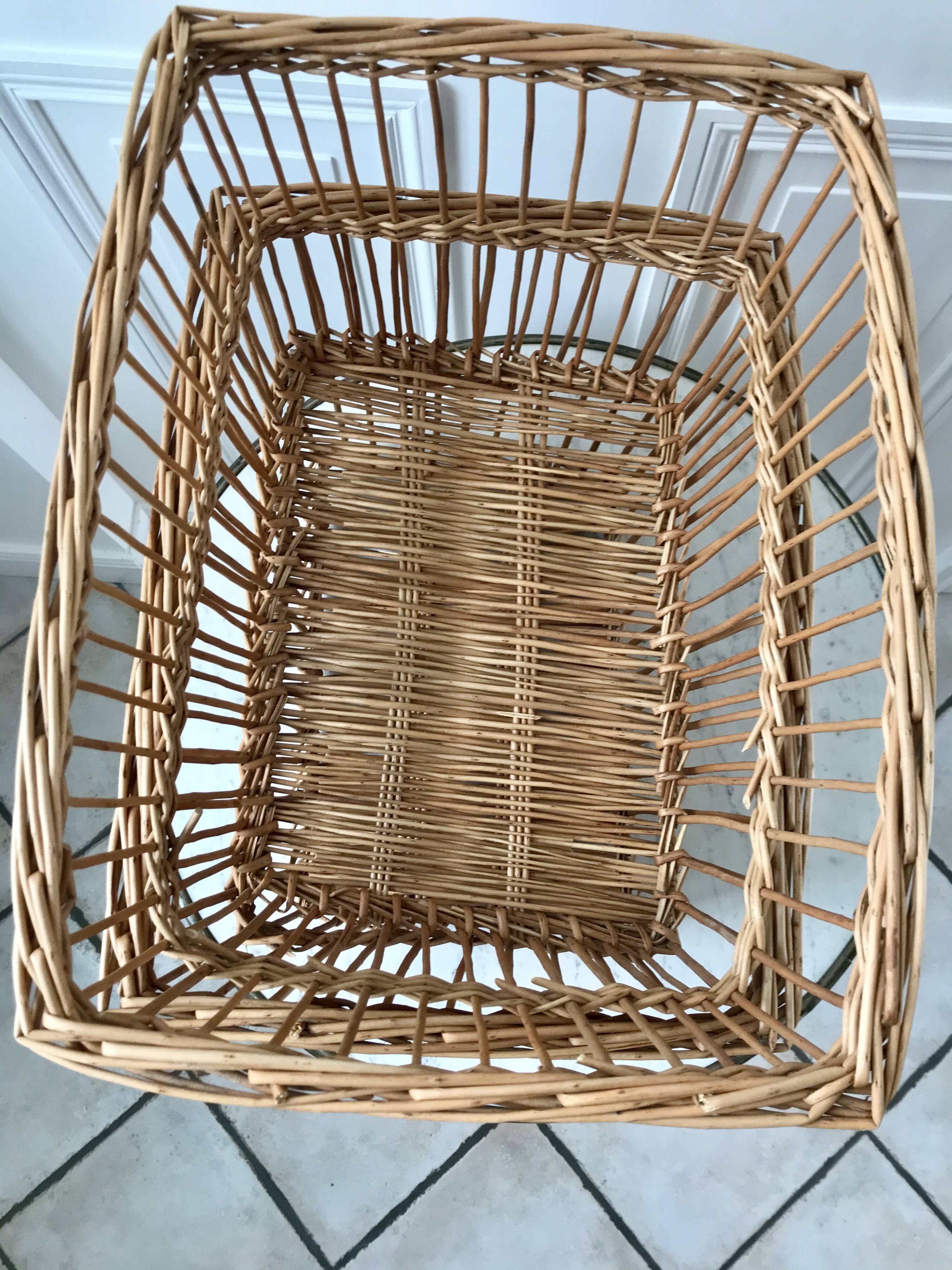 Pair of rattan/wicker storage baskets from the 60s and 70s