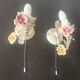 Set von 2 Shabby Chic Wandlampen Tole Schmiedeeisen Porzellan Rosen Blumen
