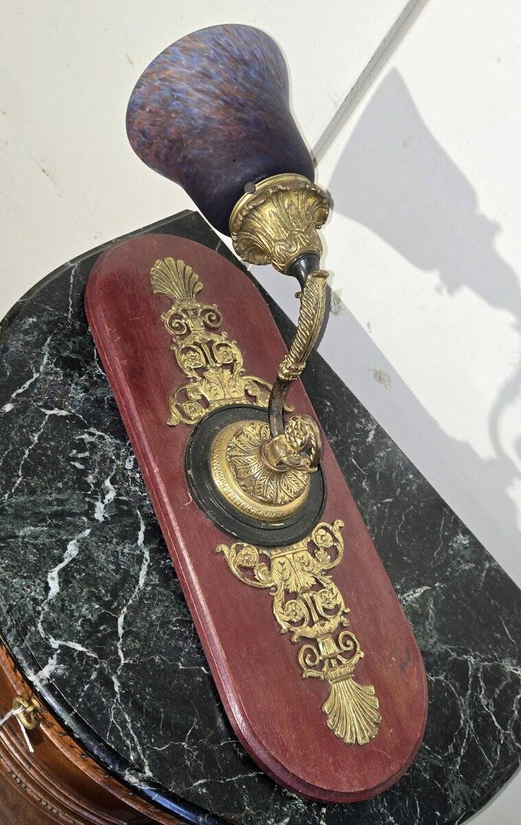 Large bronze and glass paste wall light.