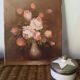 Painting on canvas pinks in a vase.
