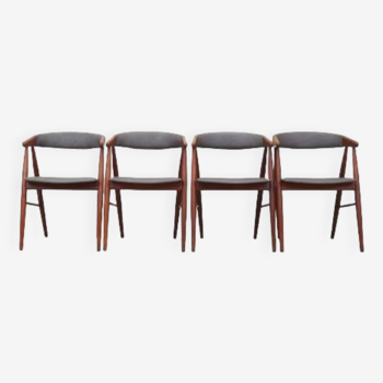 Ensemble de quatre chaises en teck, design danois, années 1960, designer : Ejner Larsen & Aksel Bender Madsen