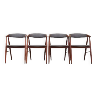 Ensemble de quatre chaises en teck, design danois, années 1960, designer : Ejner Larsen & Aksel Bender Madsen