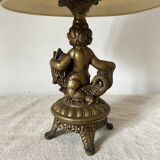 Retro cherub and fish brass lamp