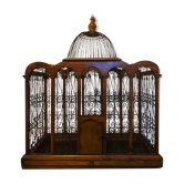 Exotic wooden and metal birdcage