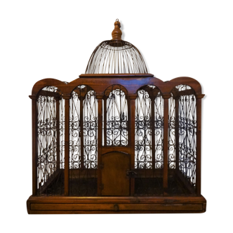 Exotic wooden and metal birdcage