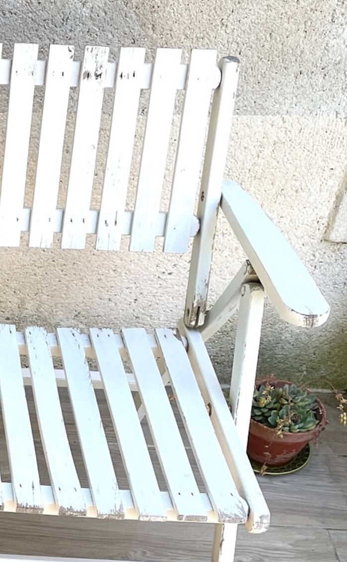 Pair of vintage wooden garden armchairs by r.gleizes