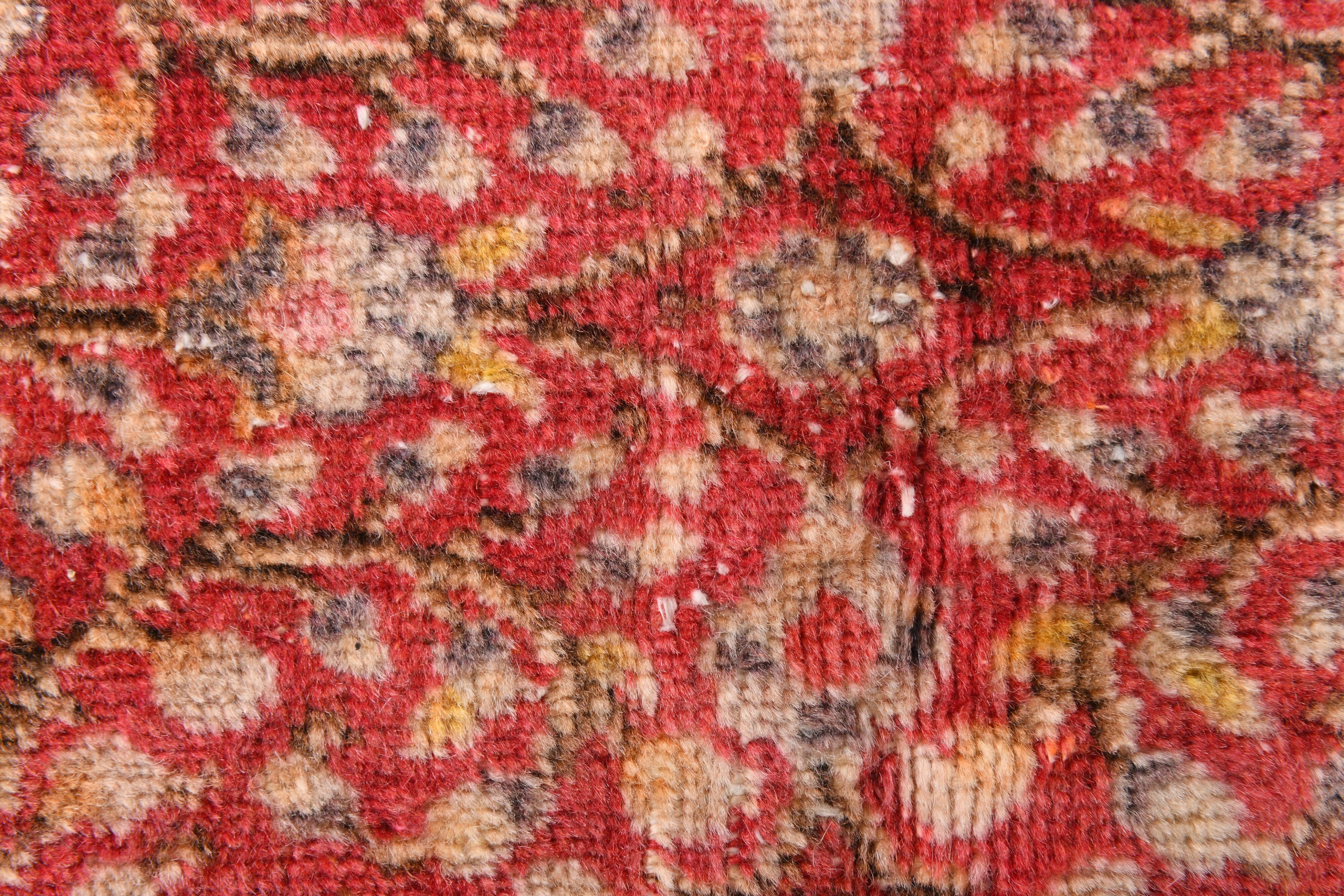 7x9 Red & Yellow Floral Persian Vintage Rug, 206x290Cm