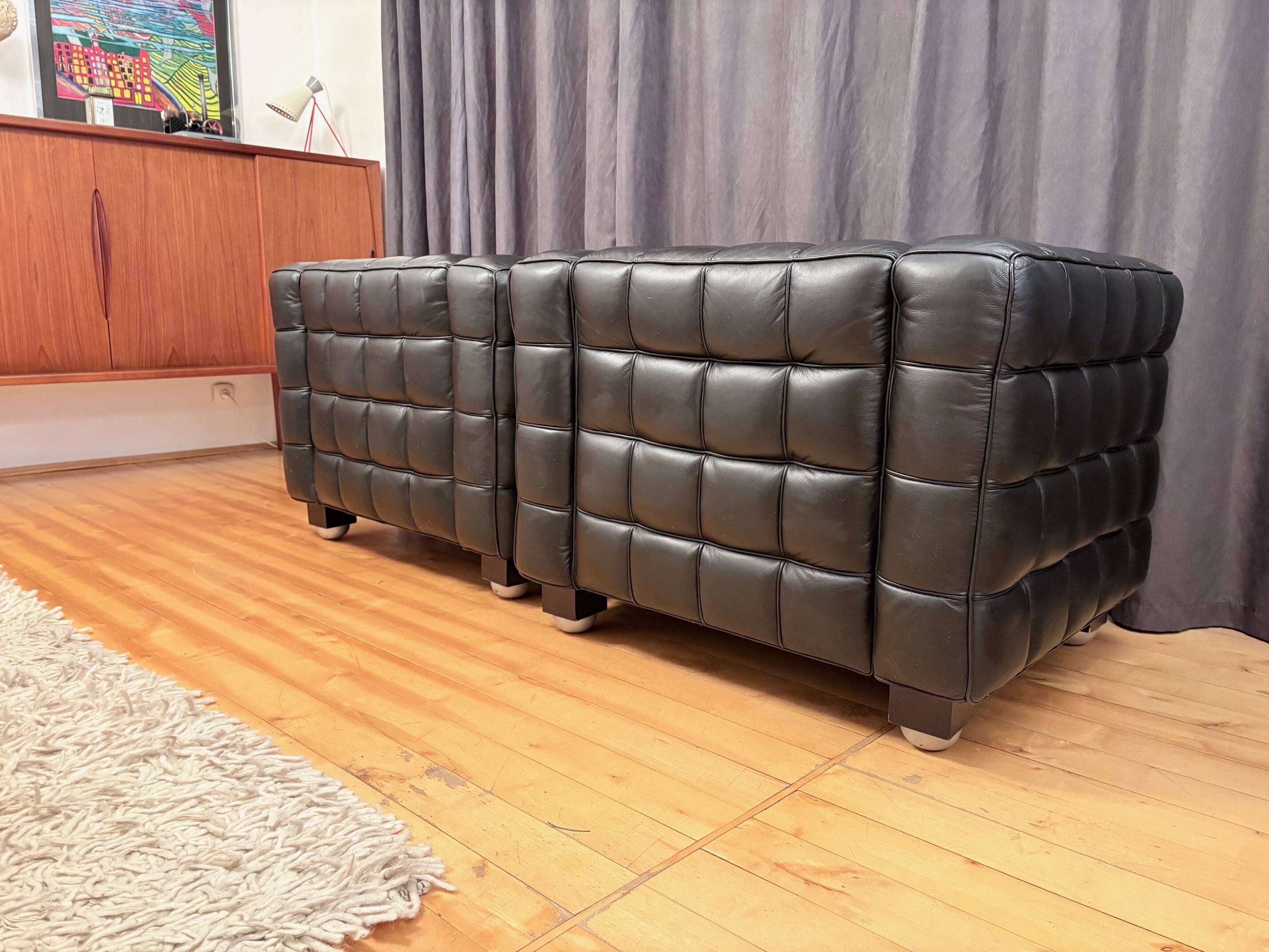Paire de fauteuils Kubus 8020, conçus par Josef Hoffmann, Wittmann, Autriche