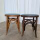 Pair of Vintage Bentwood Stools / Thonet Style / Upholstered Seat in Blue