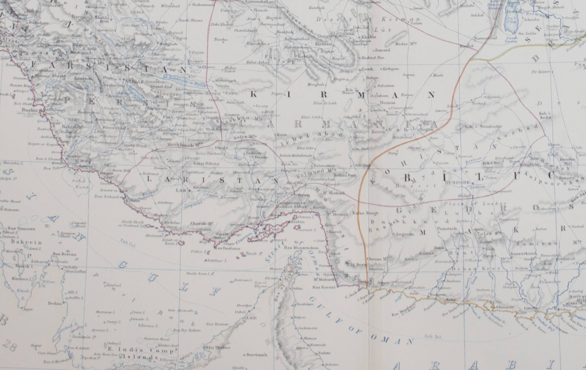 Map of Persia and Afghanistan c1869 Keith Johnston Royal Atlas Hand coloured map
