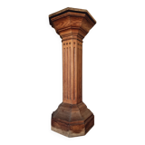 Piédestal ancien en bois – Colonne de monastère, France vers 1900