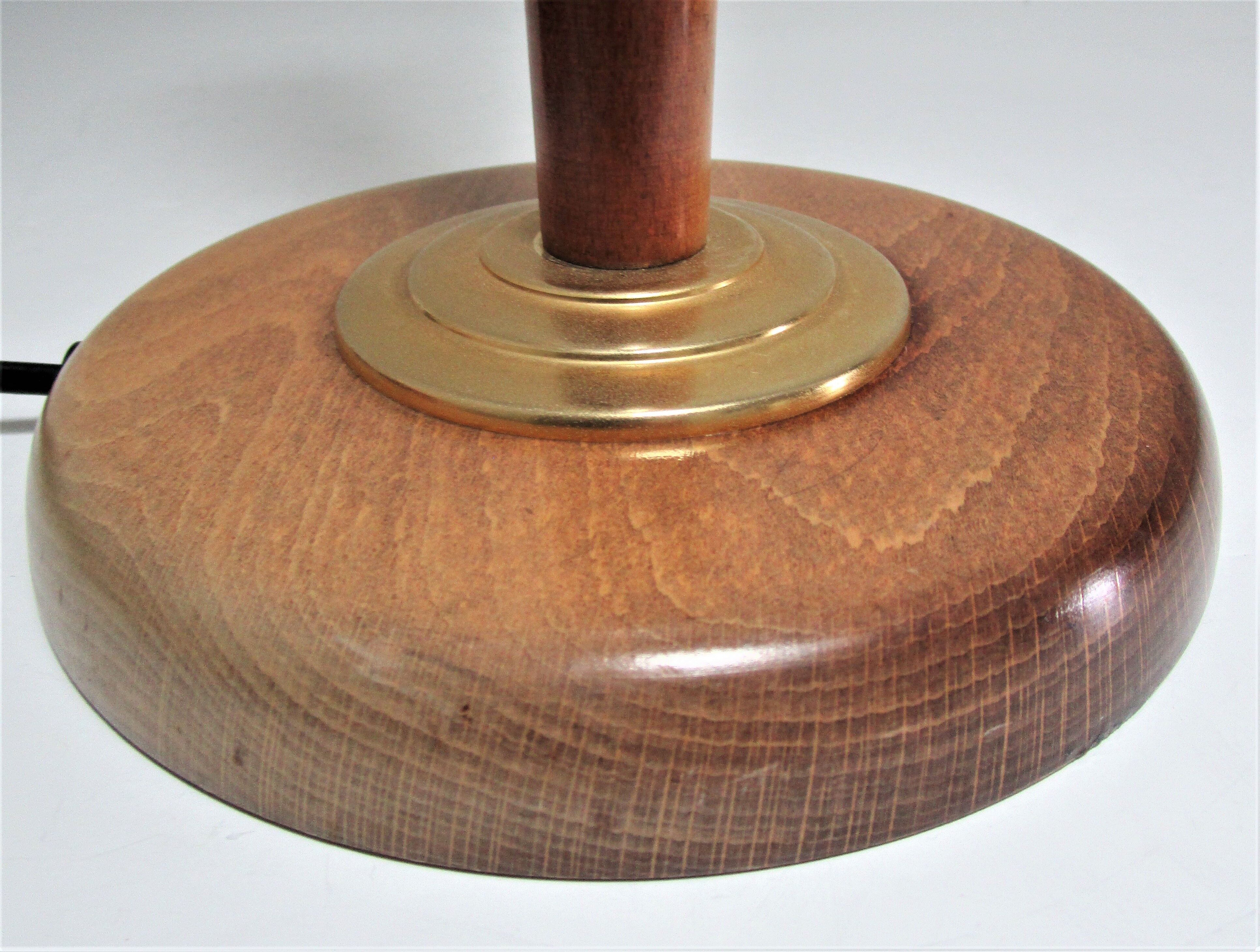 Pied de lampe bois massif patiné et métal doré vintage style art déco