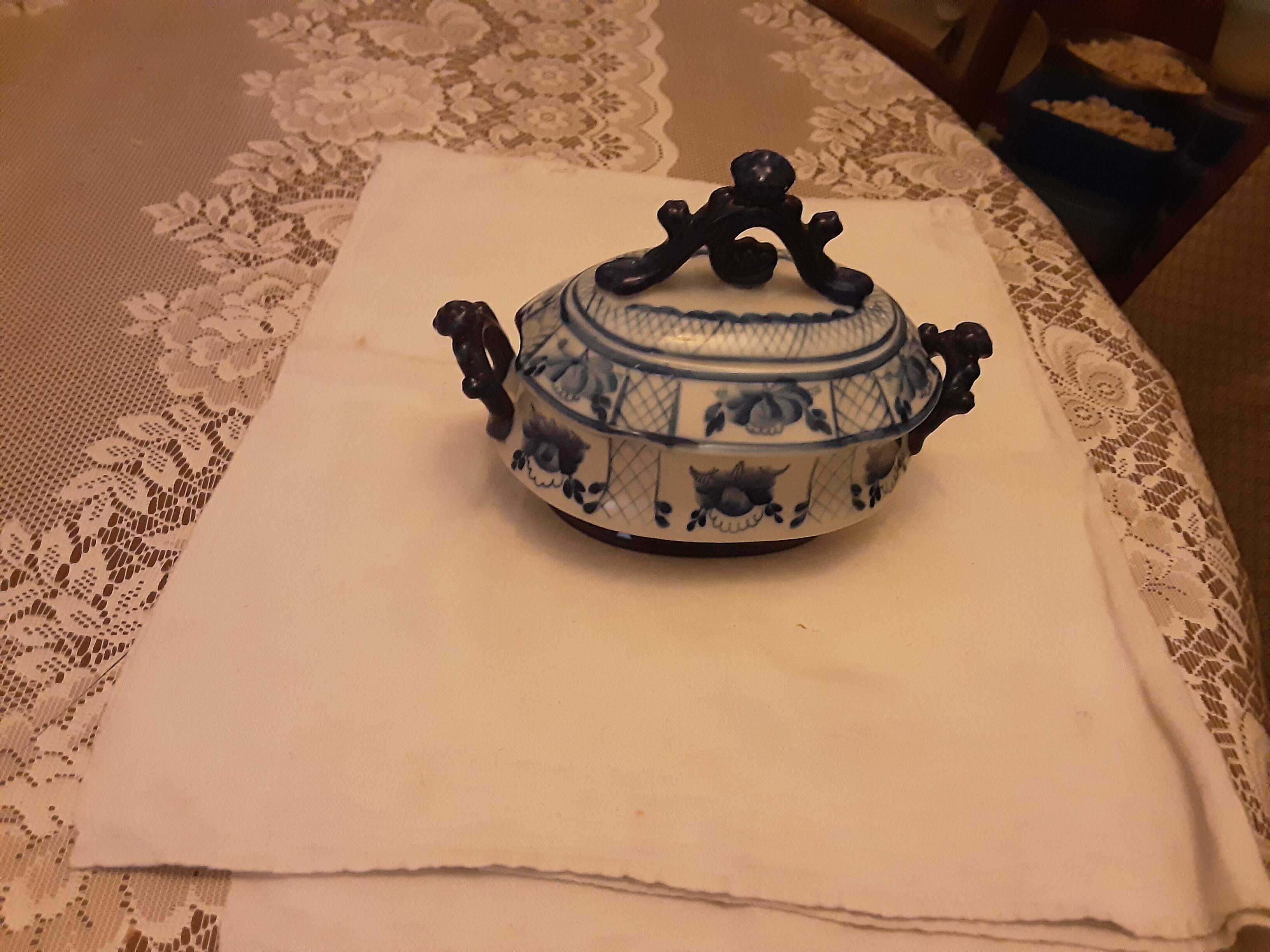 Gzhel porcelain sauce boat russia
