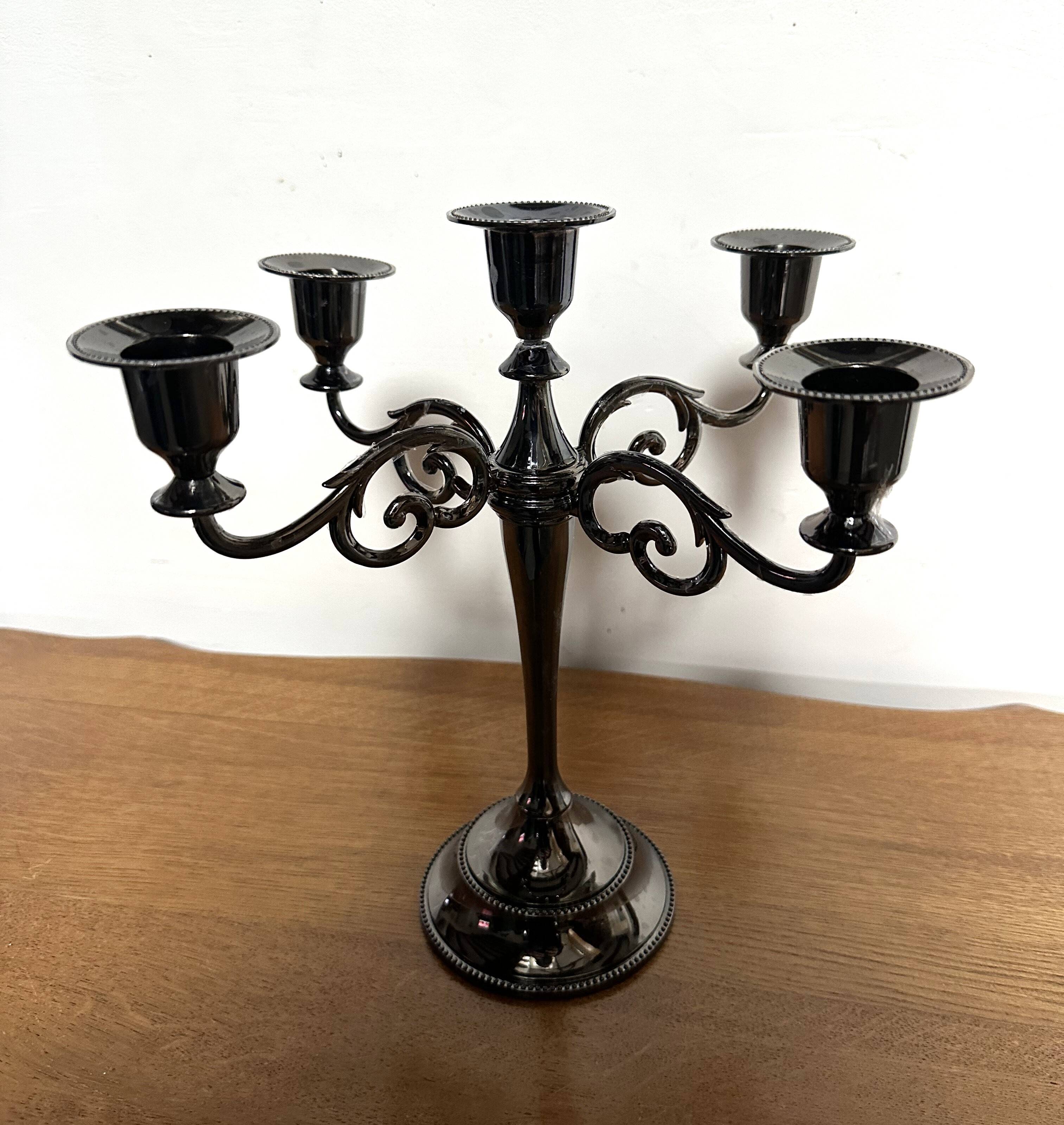5-light chandelier in black varnished metal