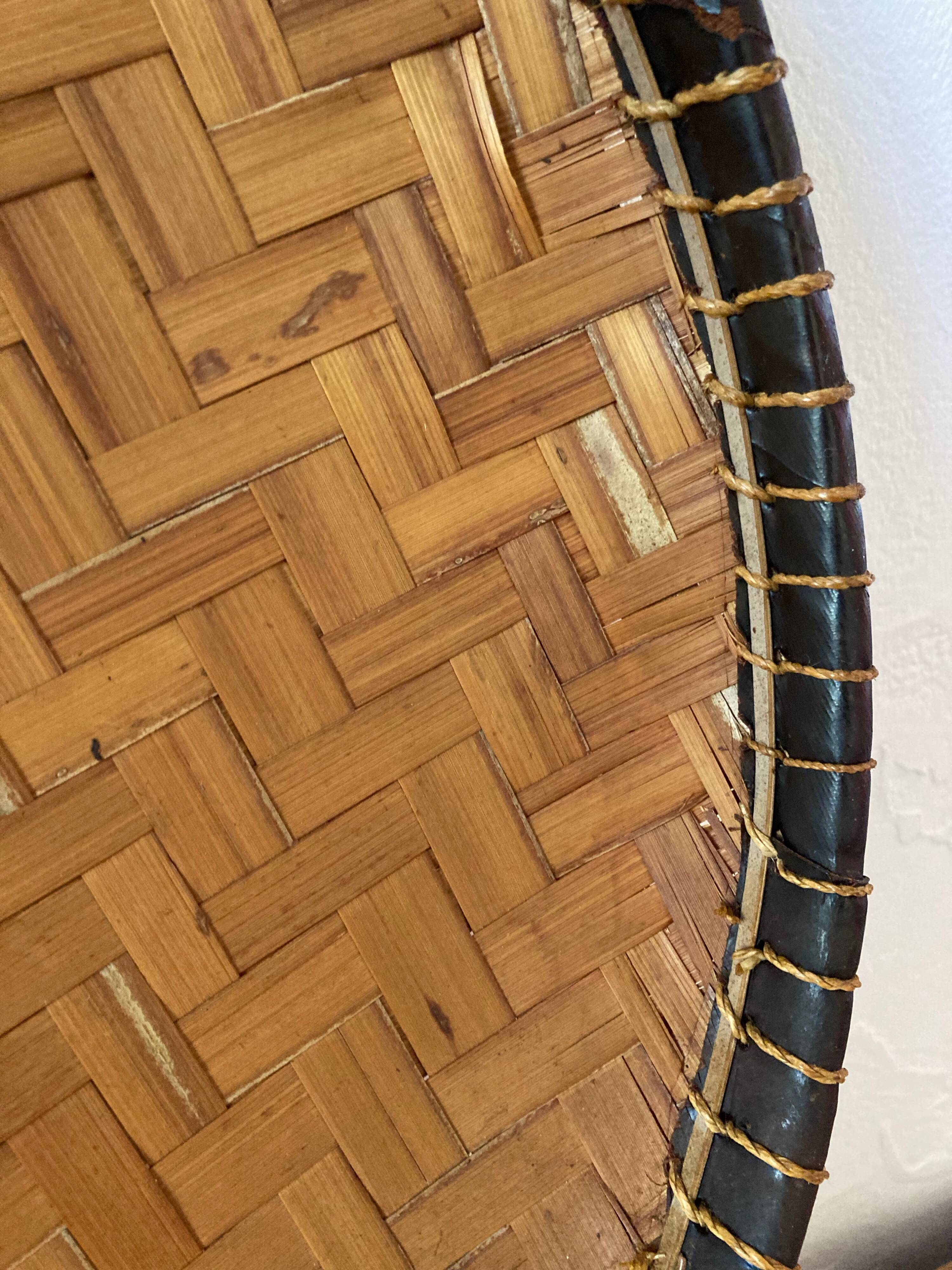 Bamboo and leather fruit basket