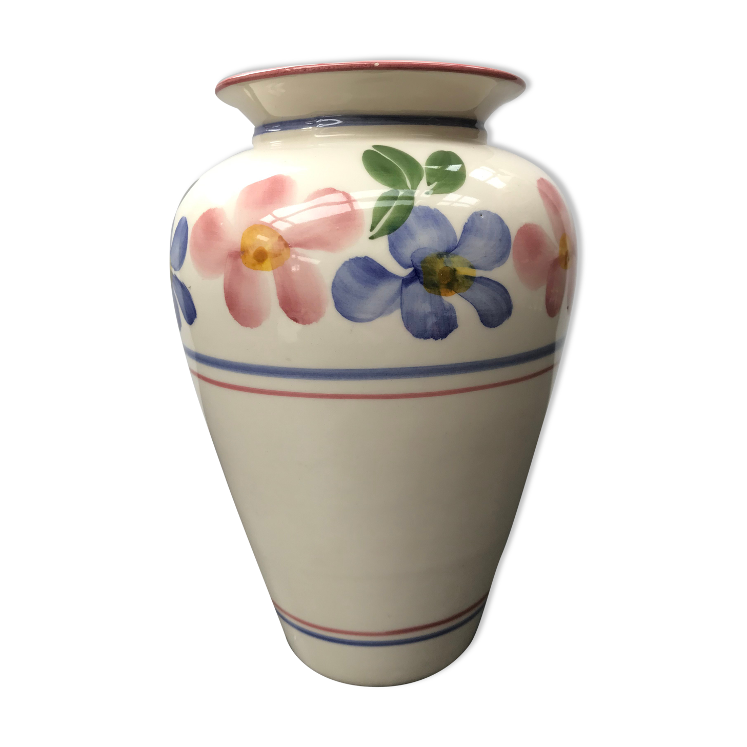 Former Dinis ceramic vase white decor vintage flowers