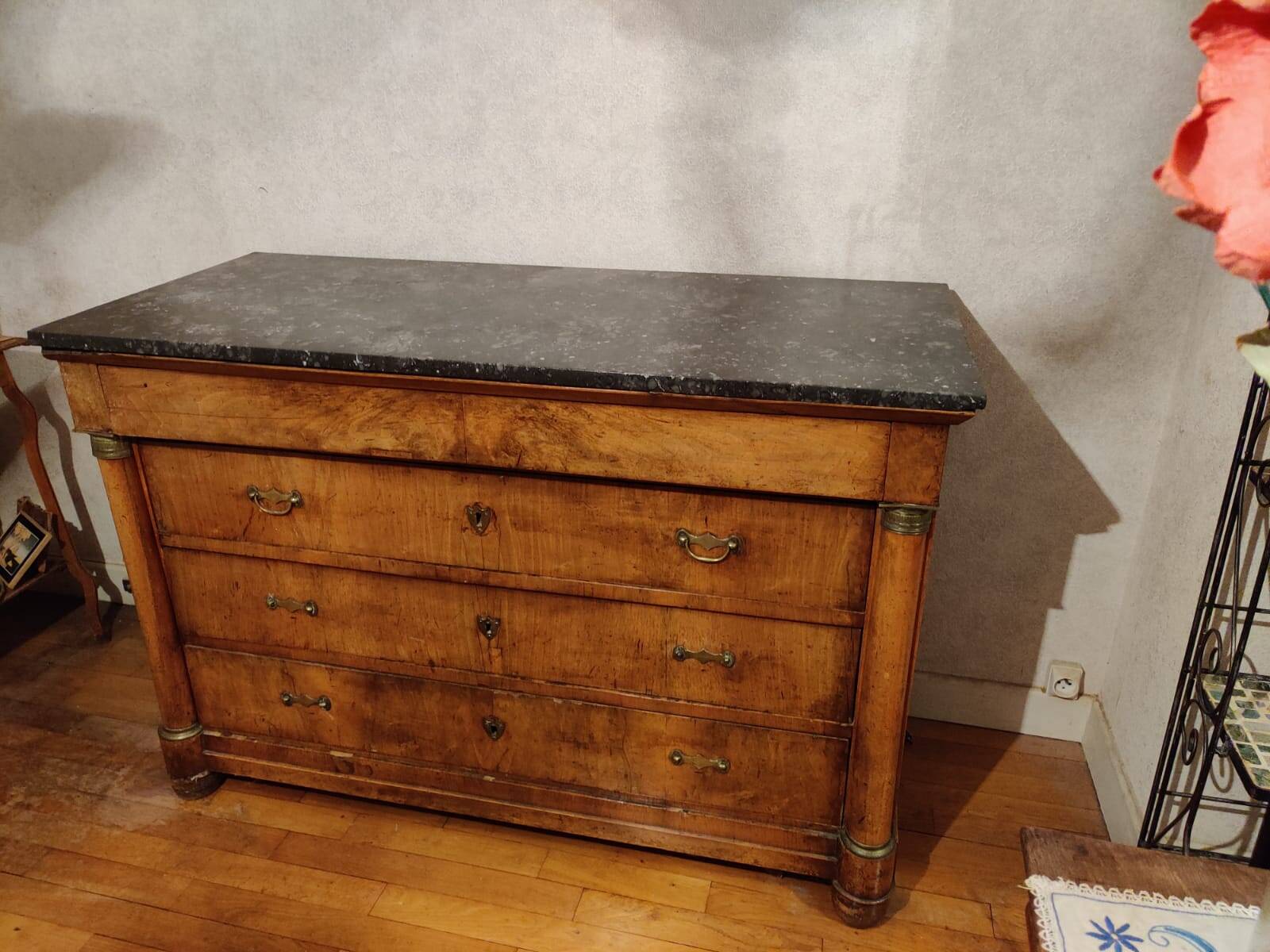 Marble top chest of drawers