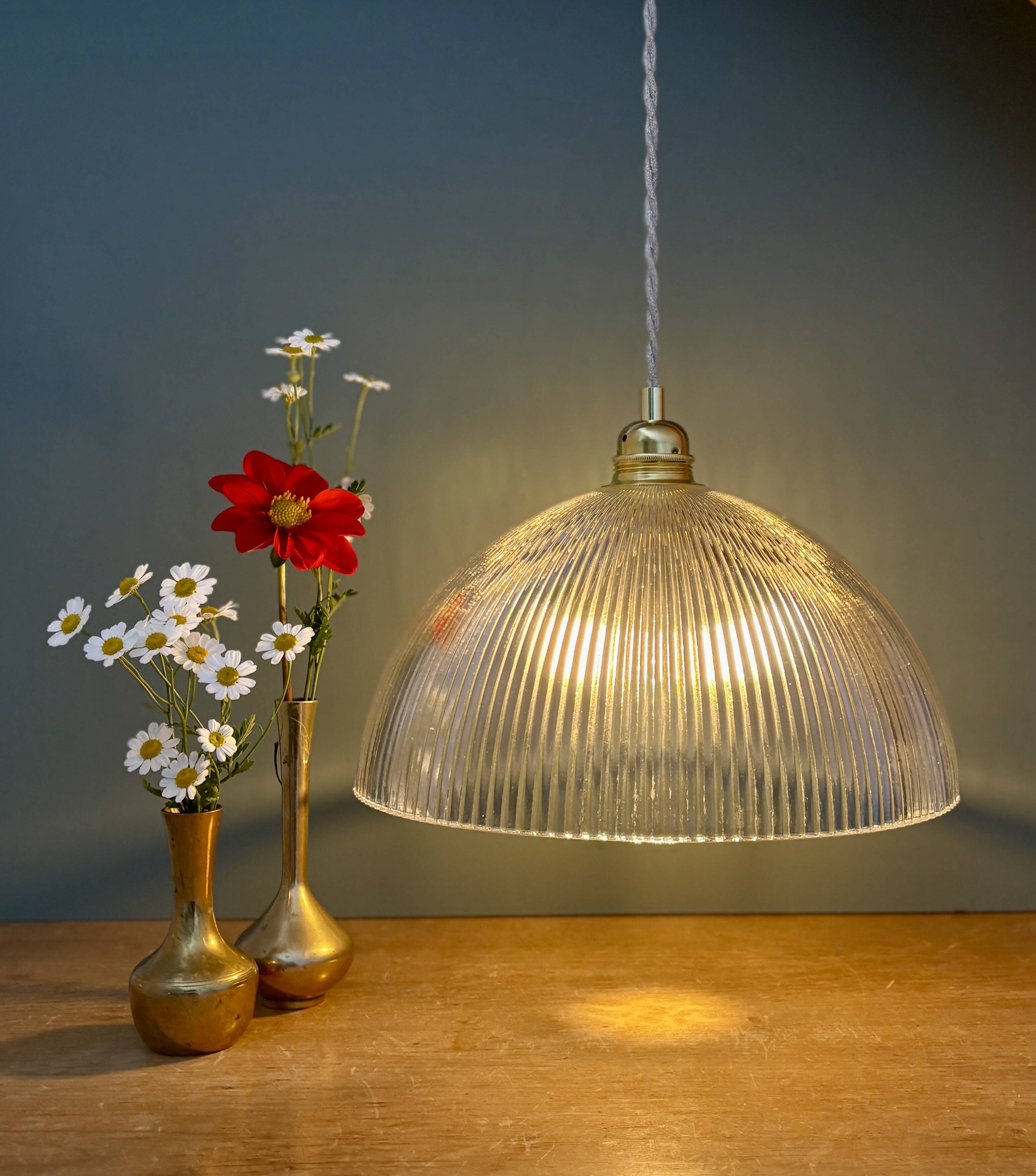Striped glass pendant light