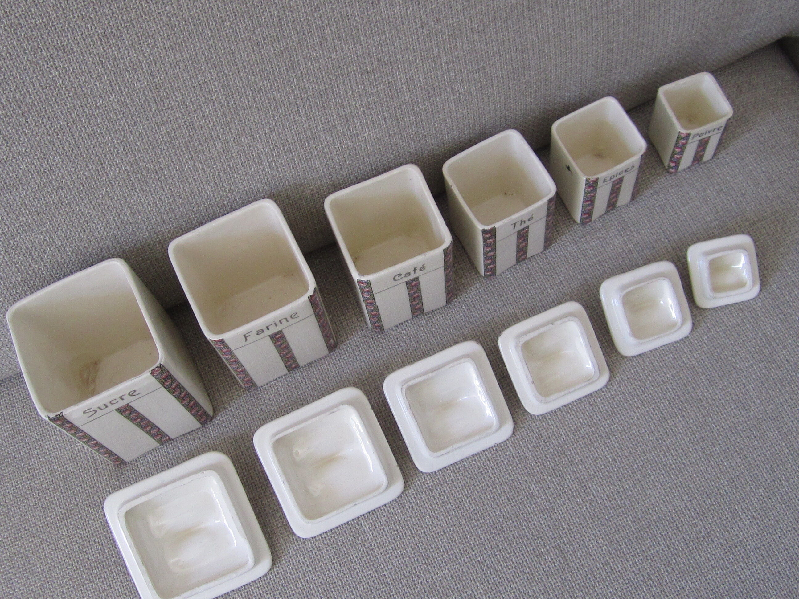 Set of 6 spice pots earthenware 30s Ditmar Czechoslovakia