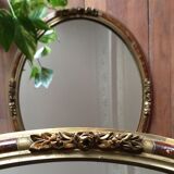 Pair of oval mirrors with stucco and lasca frame 55x44cm