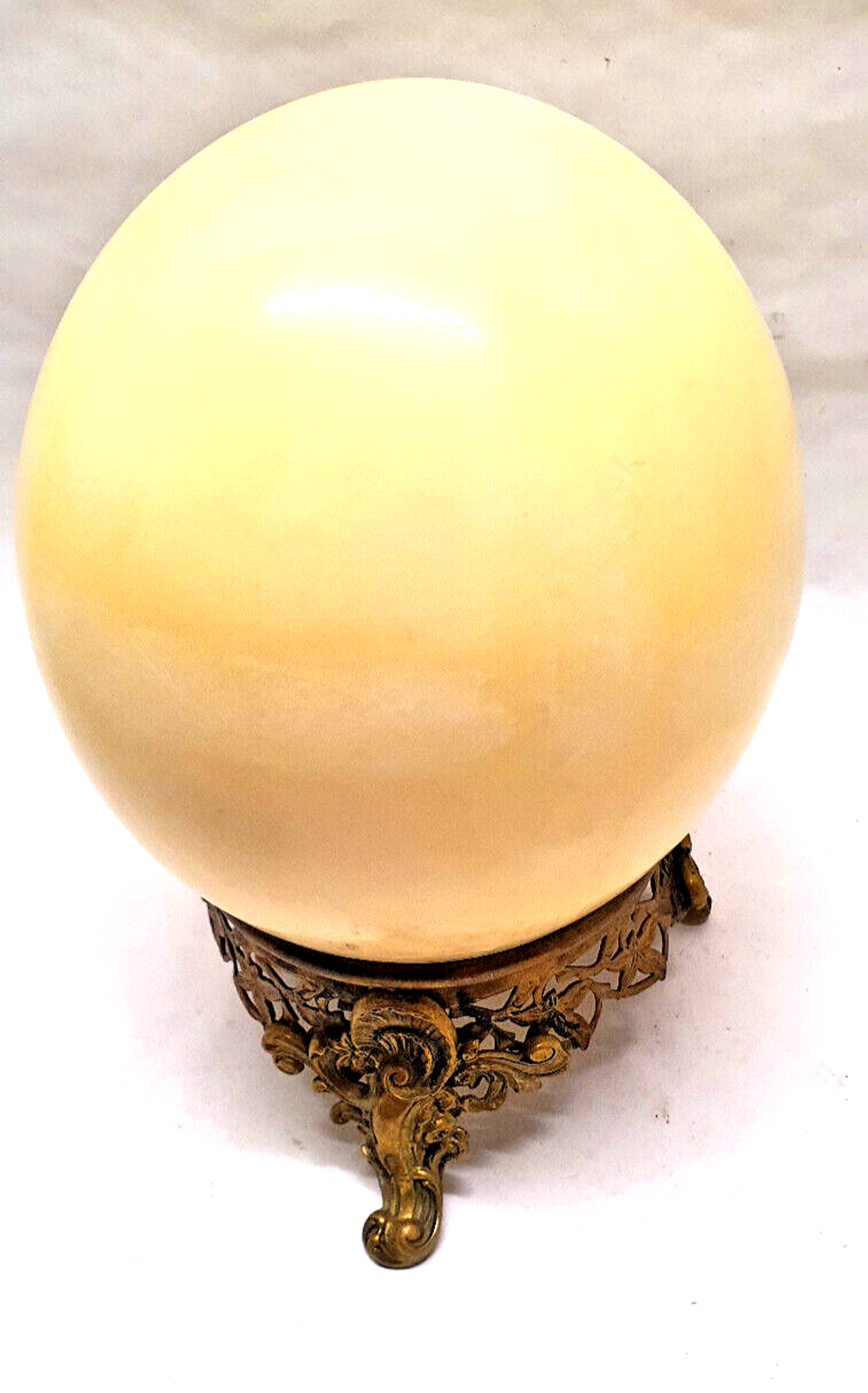 Ostrich egg on bronze foot beautiful deco pattern cabinet of curiosities