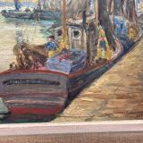 oil on panel signed Crismane - Fishing port, Brittany
