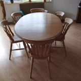 Dining table and 6 chairs: solid spruce