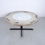 Mosaic and Brass Coffee Table attributed to Berthold Müller, 1950s