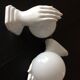 Pair of hand ceramic and opaline wall lamps vintage