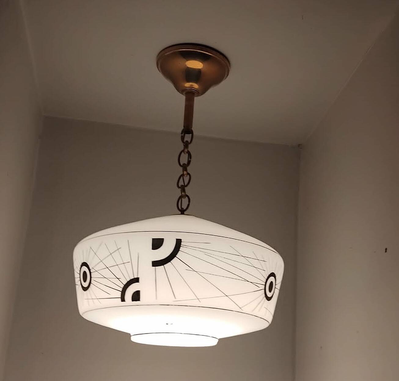 Suspension opaline décorée années 50/60